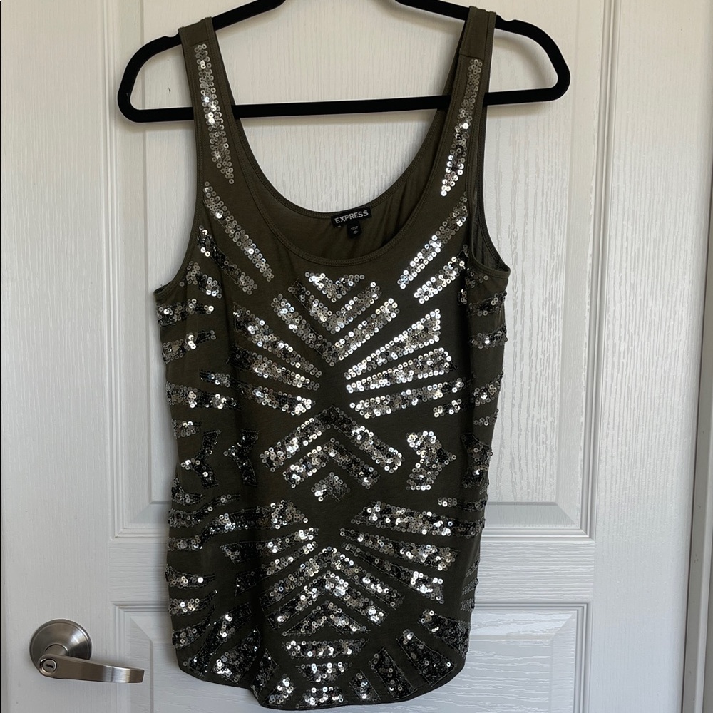 Express Green Sequin Tank Top